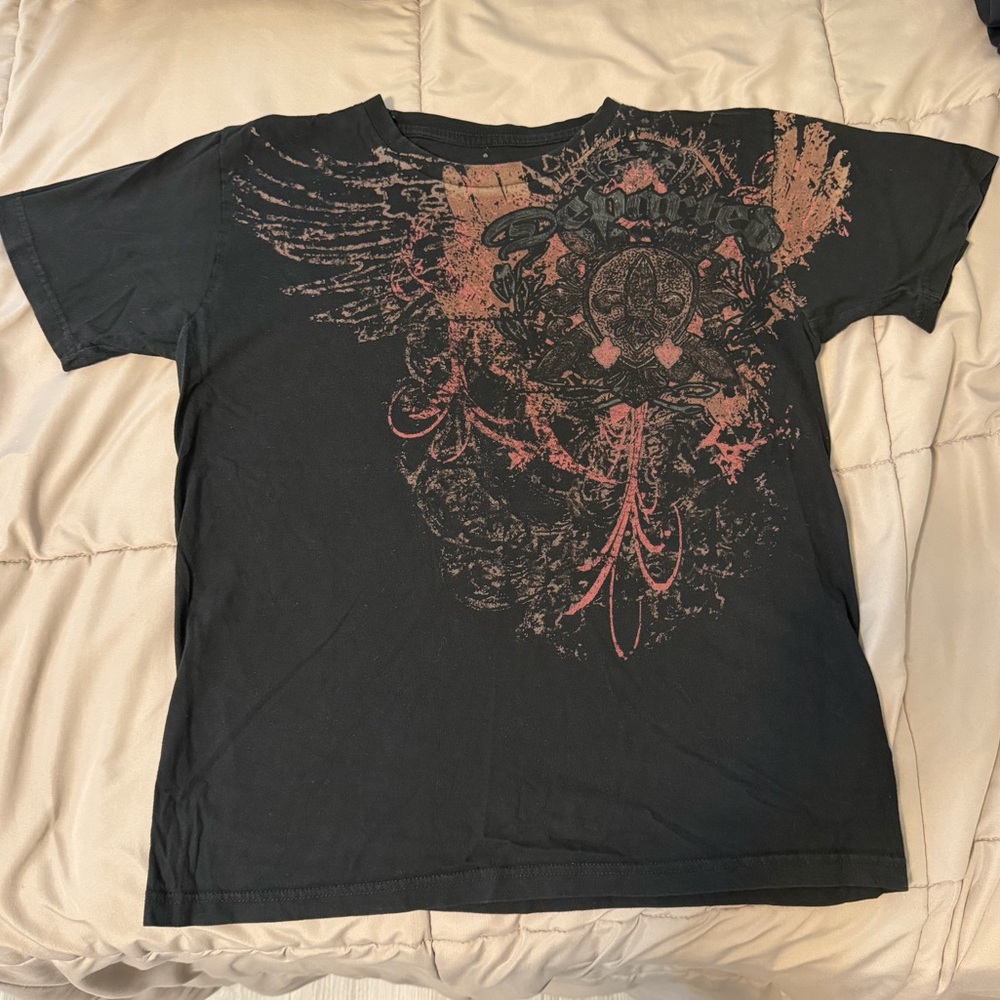 Y2K Black Graphic T-Shirt with Red Design